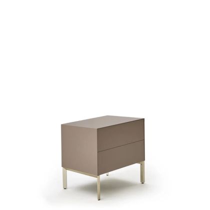 NORMA NIGHSTAND 28" - ECRU' (MEDIUM BEIGE) MATT LACQUER/MATT CHAMPAGNE METAL BASE
