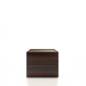 ATLANTE 2 DRWRS NIGHTSTAND - BURNT OAK/BRONZE GLASS