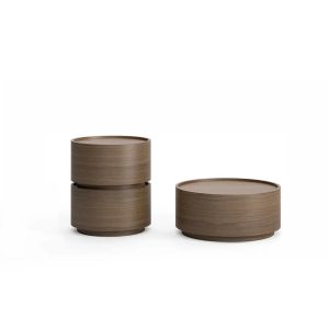 ATLANTE 2 DRWRS NIGHTSTAND  - WALNUT/CALACATTA MARBLE GLASS