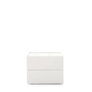 ATLANTE 2 DRWRS NIGHTSTAND  - WHITE MATT AND HIGH GLOSS LACQUER GLASS