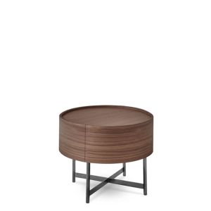 DEDALO NIGHTSTAND WITH BASE 22" - WALNUT/TITANIUM MATT METAL 