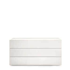 ATLANTE 3 DRWRS DRESSER MATT - WHITE MATT AND HIGH GLOSS LACQUER GLASS