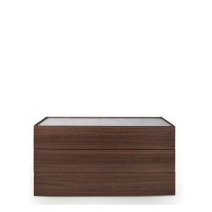 ATLANTE 3 DRWS DRESSER - WALNUT/CALACATTA MARBLE GLASS