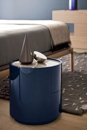 DEDALO ROUND NIGHTSTAND 22" - BURNT OAK/HG BRONZE