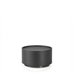 DEDALO ROUND NIGHTSTAND STACKABLE 17" - GREY OAK/TITANIUM