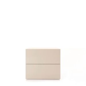 PEOPLE 2 DRWRS NIGHTSTAND 24" - BEIGE SETA MATT LACQUER