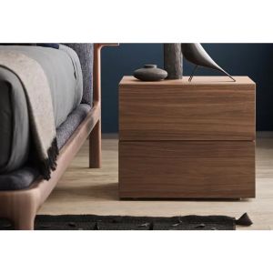 PEOPLE 2 DRWRS NIGHTSTAND 24" - BEIGE SETA MATT LACQUER