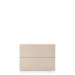 PEOPLE 2 DRWRS NIGHTSTAND 28" - BEIGE SETA MATT LACQUER