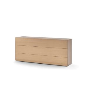 PEOPLE 3 DRWRS DRESSER 71" - MATT ECRU MEDIUM BEIGE STRUCTURE/BLEACHED ASH FRONTS
